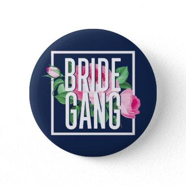 Vintage Pink Floral Rose Bride Gang Wedding Button