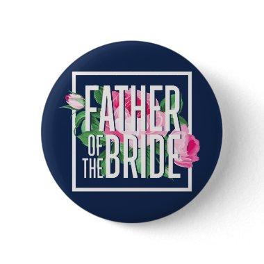 Vintage Pink Floral Rose Father of The Bride Button