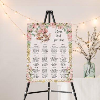 Vintage Pink Floral Tea Party Baby Bridal Seating Foam Board