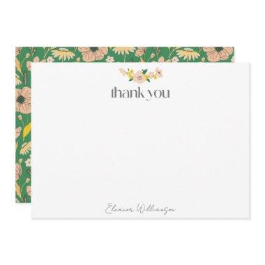Vintage Pink Green Floral Custom  Thank You