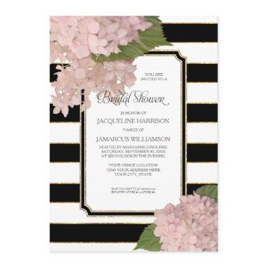 Vintage Pink Hydrangea Classy Modern Bridal Shower Invitations