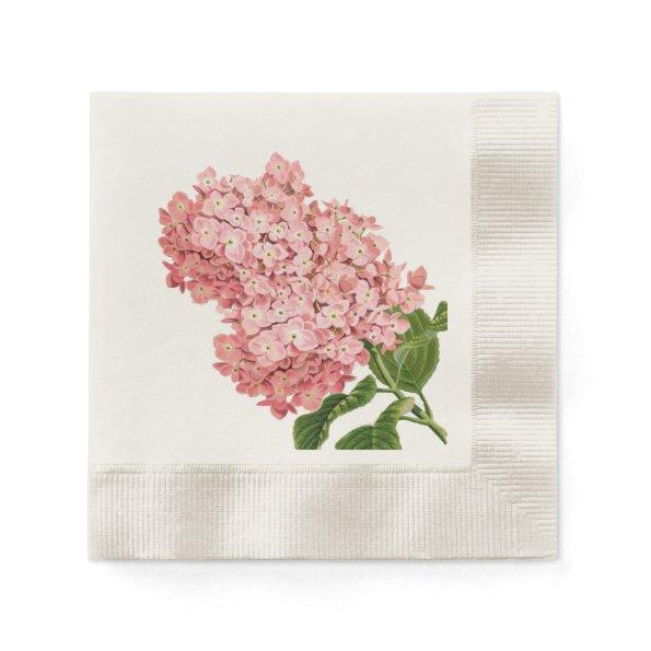 Vintage Pink Hydrangea, Custom Paper Napkins