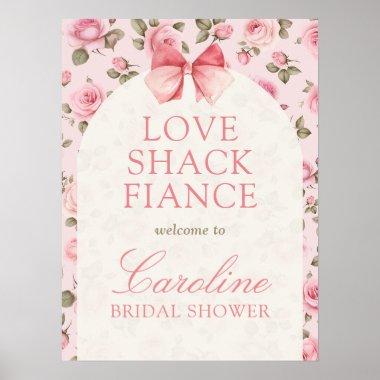 Vintage Pink Love Shack Fiance Bridal Shower Poster