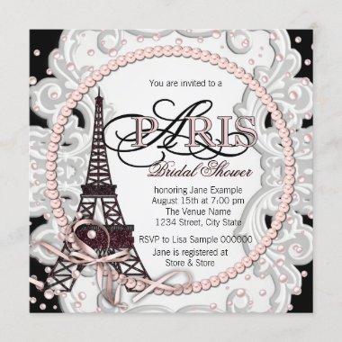 Vintage Pink Paris Bridal Shower Invitations