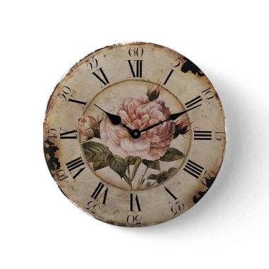 Vintage Pink Rose Floral steampunk Wedding Pinback Button