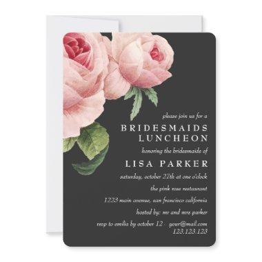 Vintage Pink Rose Grey Bridesmaid Luncheon Wedding