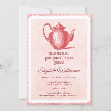 Vintage Pink Tea Party Bridal Shower Invitations