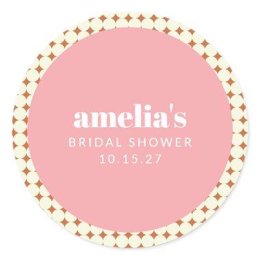 Vintage Pink Terracotta Dots  Custom Classic Round Sticker