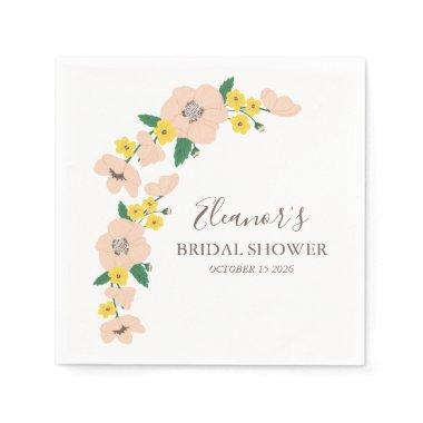 Vintage Pink Yellow Floral Bridal Shower Custom Napkins
