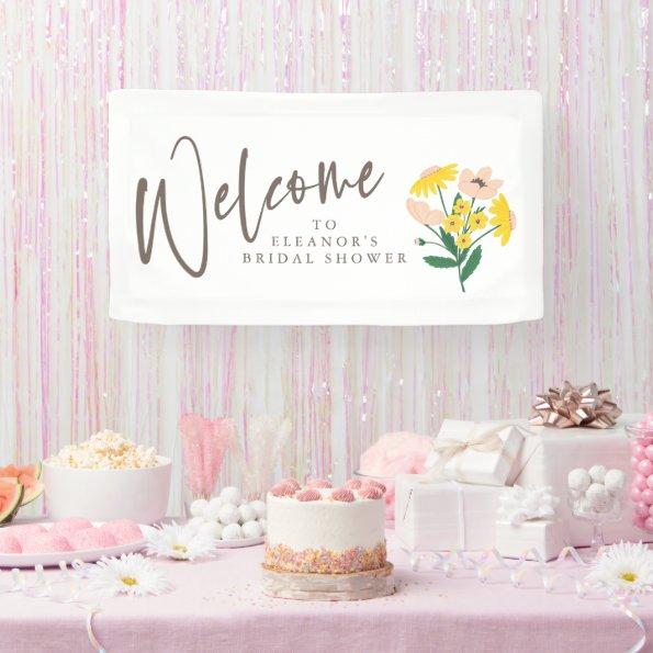 Vintage Pink Yellow Floral Bridal Shower Welcome Banner