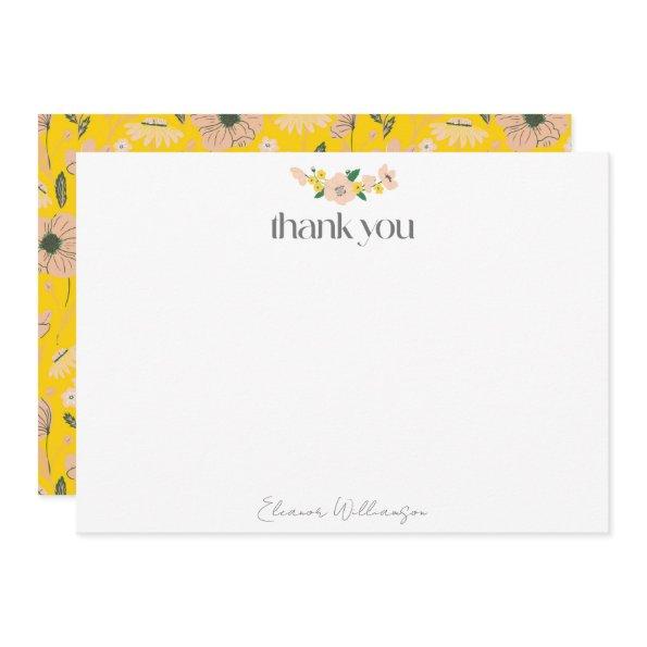 Vintage Pink Yellow Floral Custom  Thank You