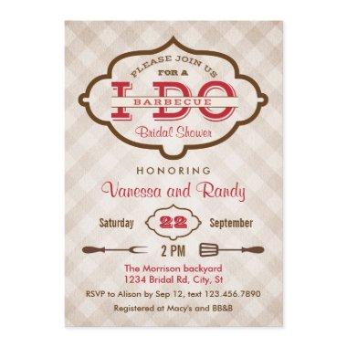 Vintage Plaid I Do BBQ Bridal Shower Invitations