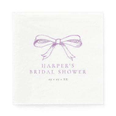 Vintage Purple Bow Bridal Shower Napkins