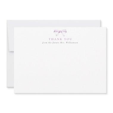 Vintage Purple Bow Future Mrs Bridal Shower Thank You Invitations