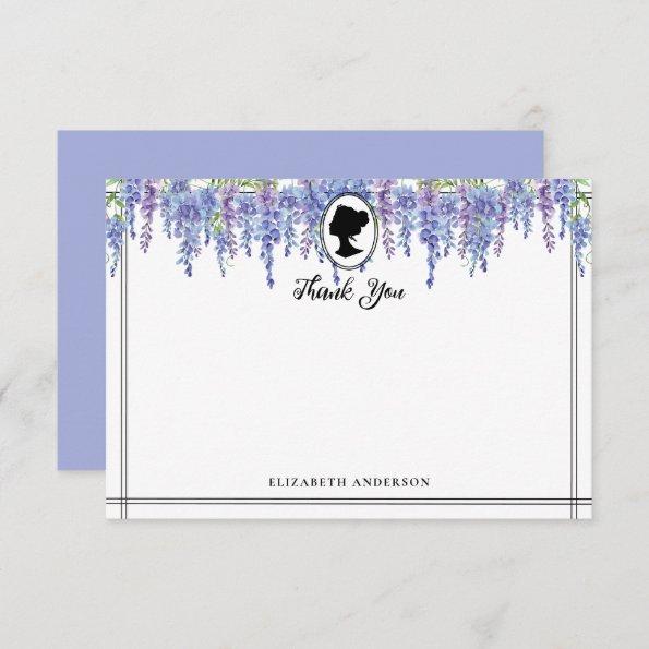 Vintage Purple Florals Bridgerton Bridal Shower Thank You Invitations