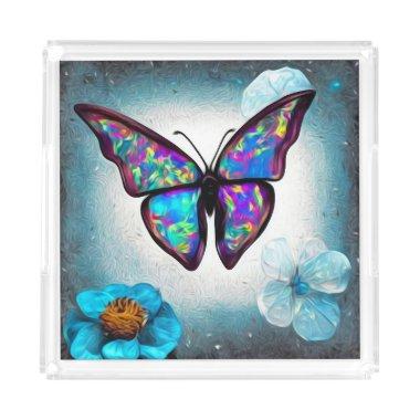 Vintage Rainbow Opal Butterfly 8 Acrylic Tray