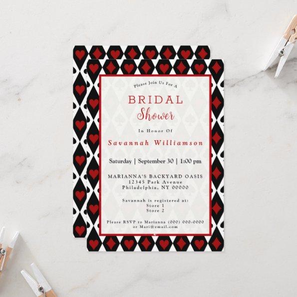 Vintage Red Black Symbols Bridal Shower Invitations