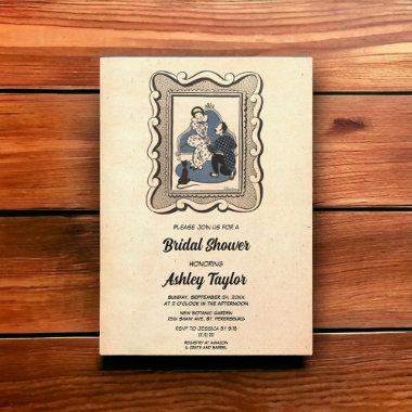 Vintage Retro 50s Romantic Rustic Bridal Shower Invitations