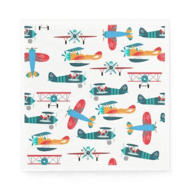vintage retro airplane pattern napkins