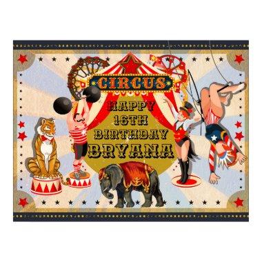 Vintage Retro Circus Birthday Party Custom Banner Poster