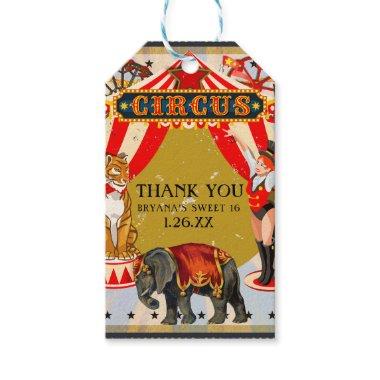 Vintage Retro Circus Birthday Party Favor Gift Tags