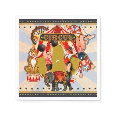 Vintage Retro Circus Birthday Party Napkins