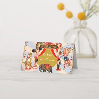 Vintage Retro Circus Birthday Party Table Seat Place Invitations