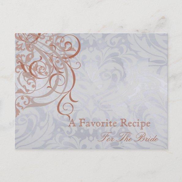 Vintage Rococo Peach Bridal Shower Recipe Invitations