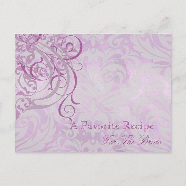 Vintage Rococo Pink Bridal Shower Recipe Invitations