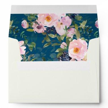 Vintage Romantic Florals in Blue  Envelope