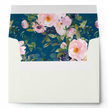 Vintage Romantic Florals in Blue Bridal Shower Envelope