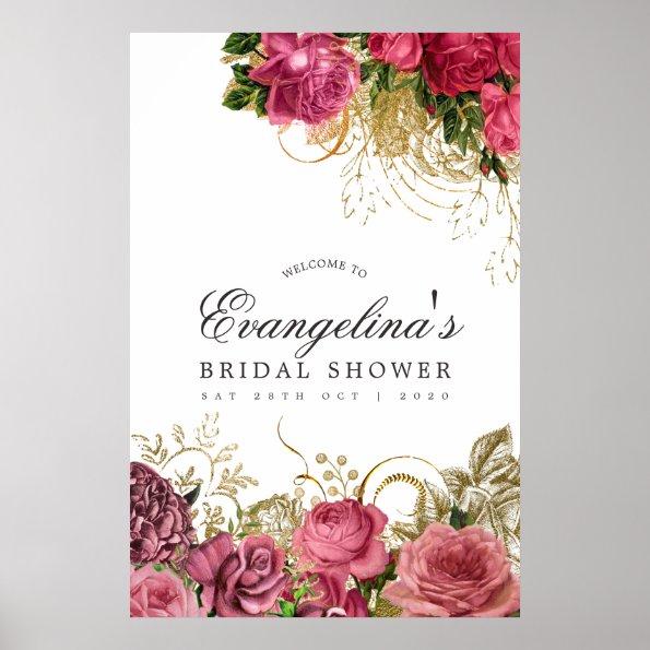 Vintage Rose Gold and Blush Bridal Shower Welcome Poster