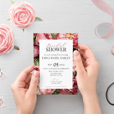 Vintage Rose pink blush classic Bridal Shower Invitations