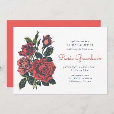 Vintage Roses Elegant Bridal Shower Invitations