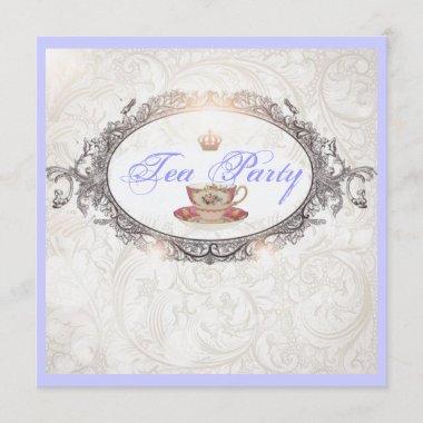 Vintage Royal Bridal Shower Tea Party Invitations