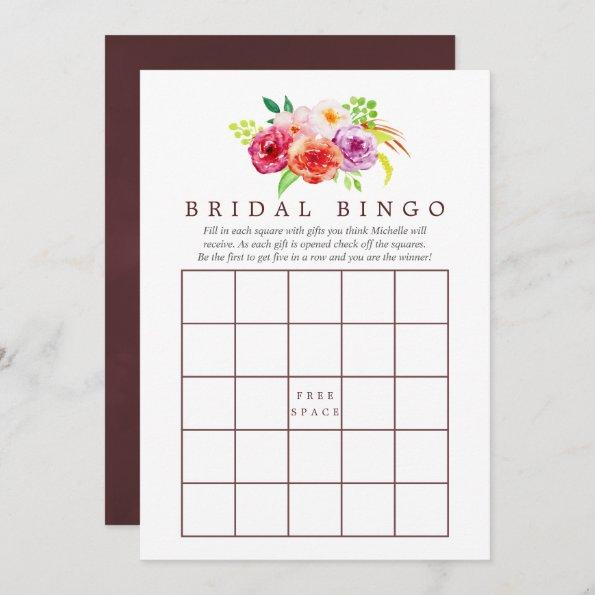 Vintage Rustic Charm Floral Bridal Shower Bingo Invitations