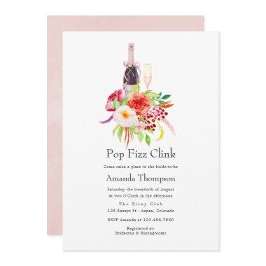 Vintage Rustic Charm Pop Fizz Clink Bridal Shower Invitations