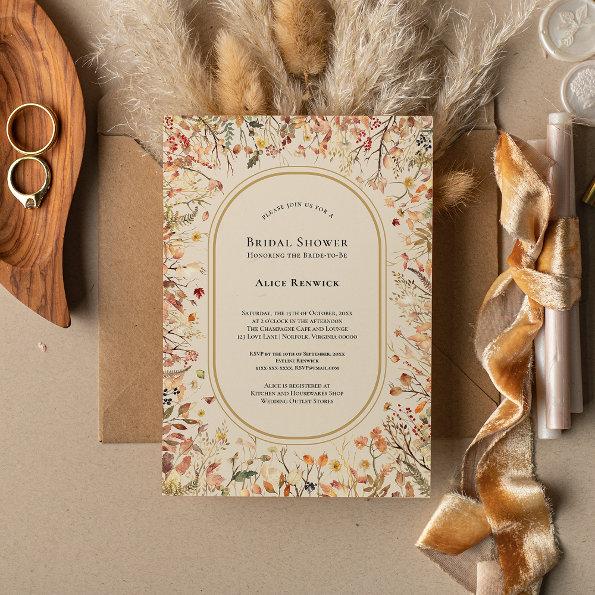 Vintage Rustic Fall Beige Bridal Shower Invitations