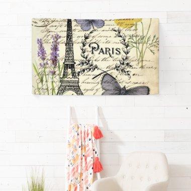 vintage rustic french eiffel tower Paris Party Banner