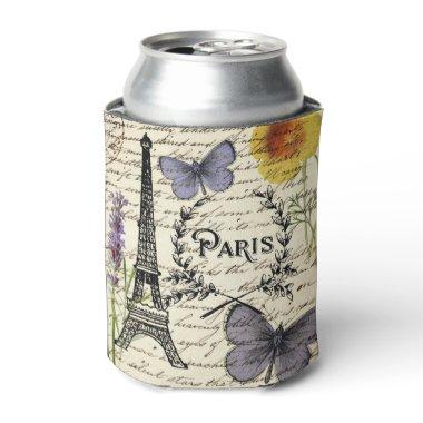vintage rustic french eiffel tower Paris Party Can Cooler