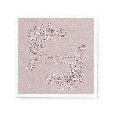 Vintage Rustic Glamour Elegant Rose Corner Wedding Paper Napkins