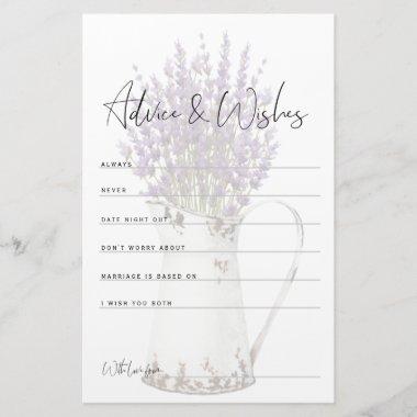 Vintage Rustic Lavender Advice Card Bridal Shower