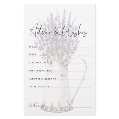 Vintage Rustic Lavender Advice Card Bridal Shower