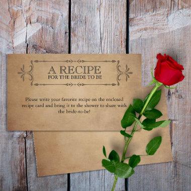 Vintage Rustic Old Parchment Recipe for the bride Enclosure Invitations