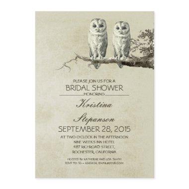 Vintage rustic OWL couple bridal shower Invitations