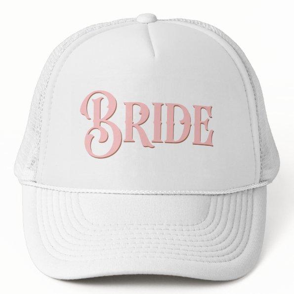 Vintage Serif Typography Blush Pink Bride Trucker Hat