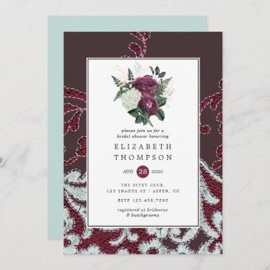 Vintage Shabby-Chic Floral and Lace Bridal Shower Invitations