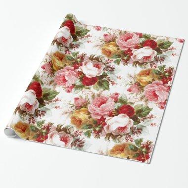 Vintage Shabby Chic Wedding Floral Wrapping Paper