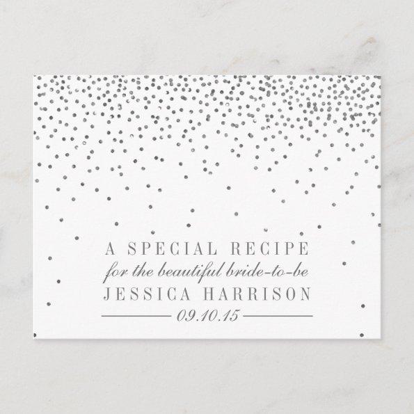 Vintage Silver Confetti Bridal Shower Recipe Invitations