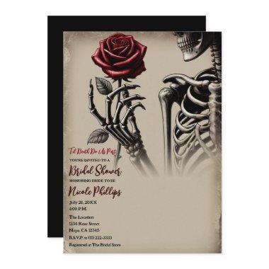 Vintage Skeleton with Red Rose